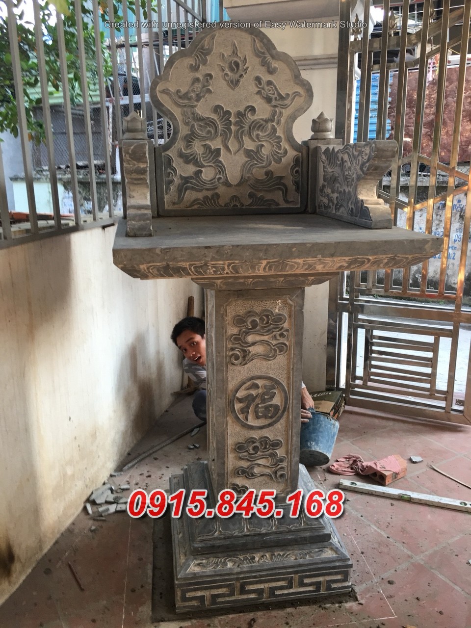 Mẫu 315 cây hương thờ sơn thần bằng đá bán cao bằng củng kỳ đài am