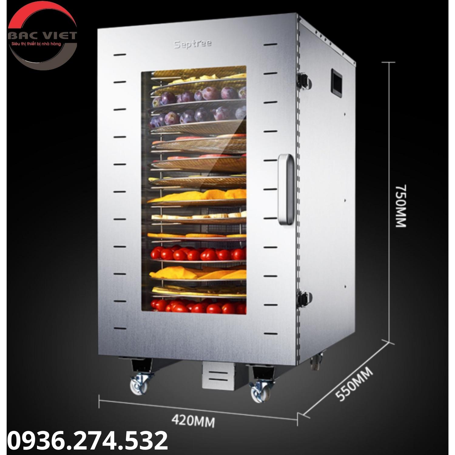 Tủ sấy thực phẩm 16 khay xoay thế hệ mới