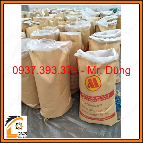 Bao giấy kraft ghép PP dệt (bao KP) đựng hạt nhựa 25kg