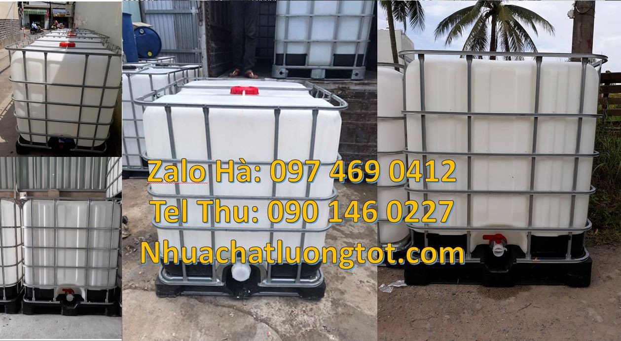 Bán tank nhựa 1000l màu trắng,thùng ibc 1000l có khung thép chắc chắn