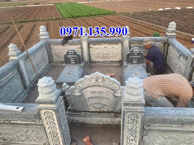 Mộ đá đôi - Mẫu mộ đôi bằng đá đơn giản đẹp bán tại Quảng Nam