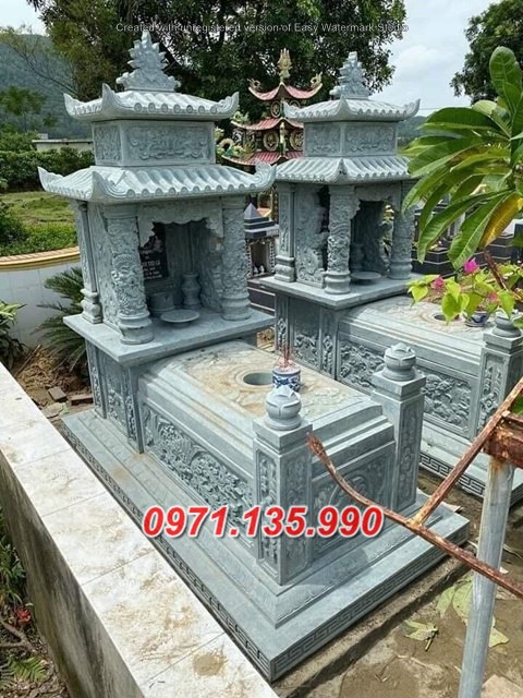 Mộ đá đôi - Mẫu mộ đôi bằng đá đơn giản đẹp bán tại Quảng Bình