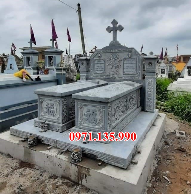 Mộ đá đôi - Mẫu mộ đôi bằng đá đơn giản đẹp bán tại Nghệ An