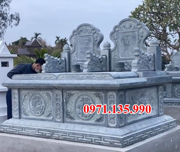 Mộ đá đôi - Mẫu mộ đôi bằng đá đơn giản đẹp bán tại Nghệ An