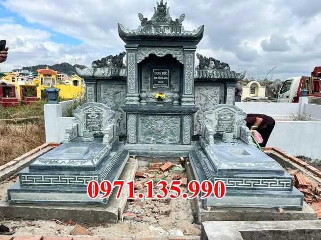 Mộ đá đôi - Mẫu mộ đôi bằng đá đơn giản đẹp bán tại Tuyên Quang