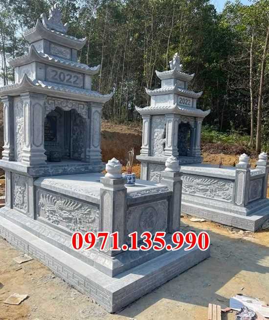 Mộ đá đôi - Mẫu mộ đôi bằng đá đơn giản đẹp bán tại Nam Định