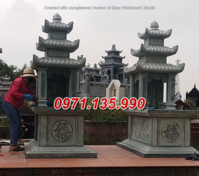 Mộ đá đôi - Mẫu mộ đôi bằng đá đơn giản đẹp bán tại Lạng Sơn