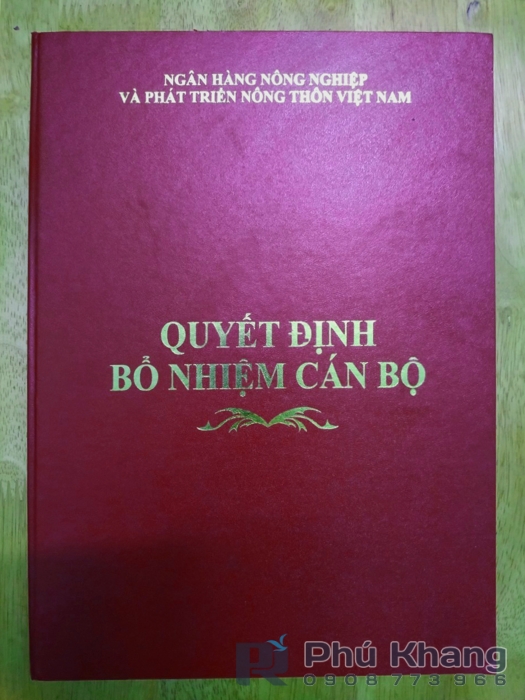 Cuốn bìa nhung trao quyết định, bìa kẹp giấy khen