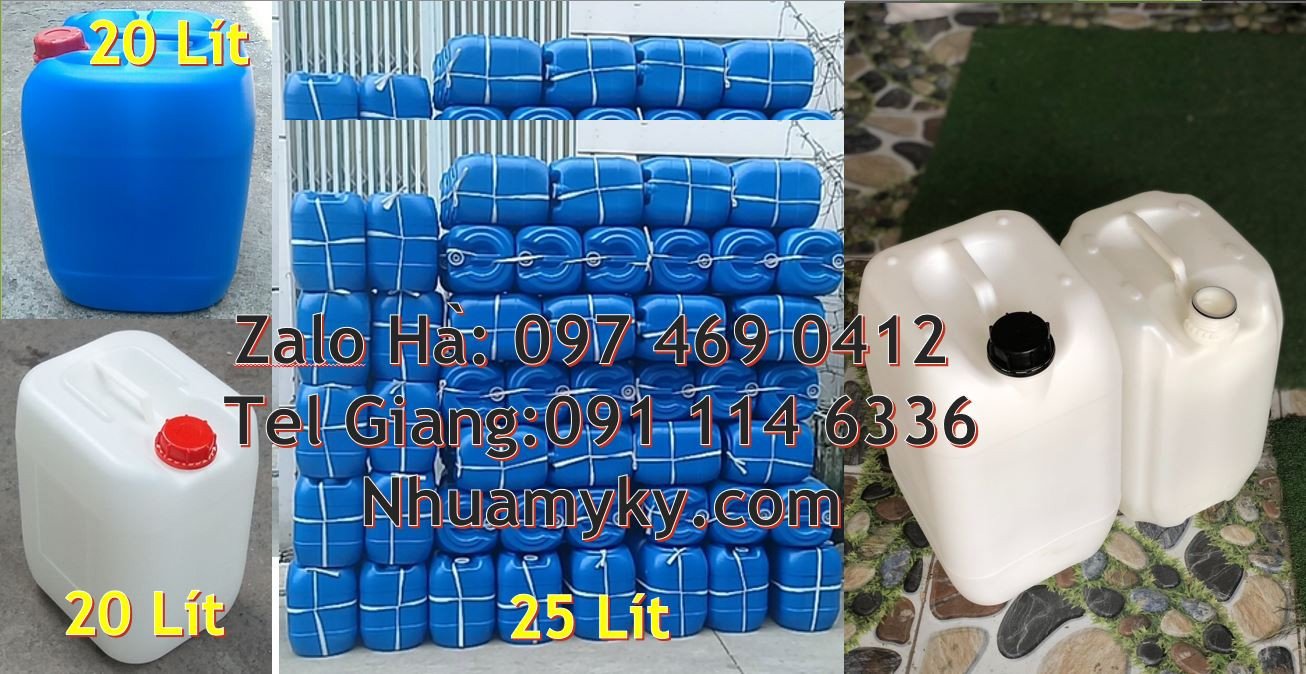 Bán can nhựa lớn 25l màu xanh, can nhựa 30l đựng hóa chất giá rẻ hcm