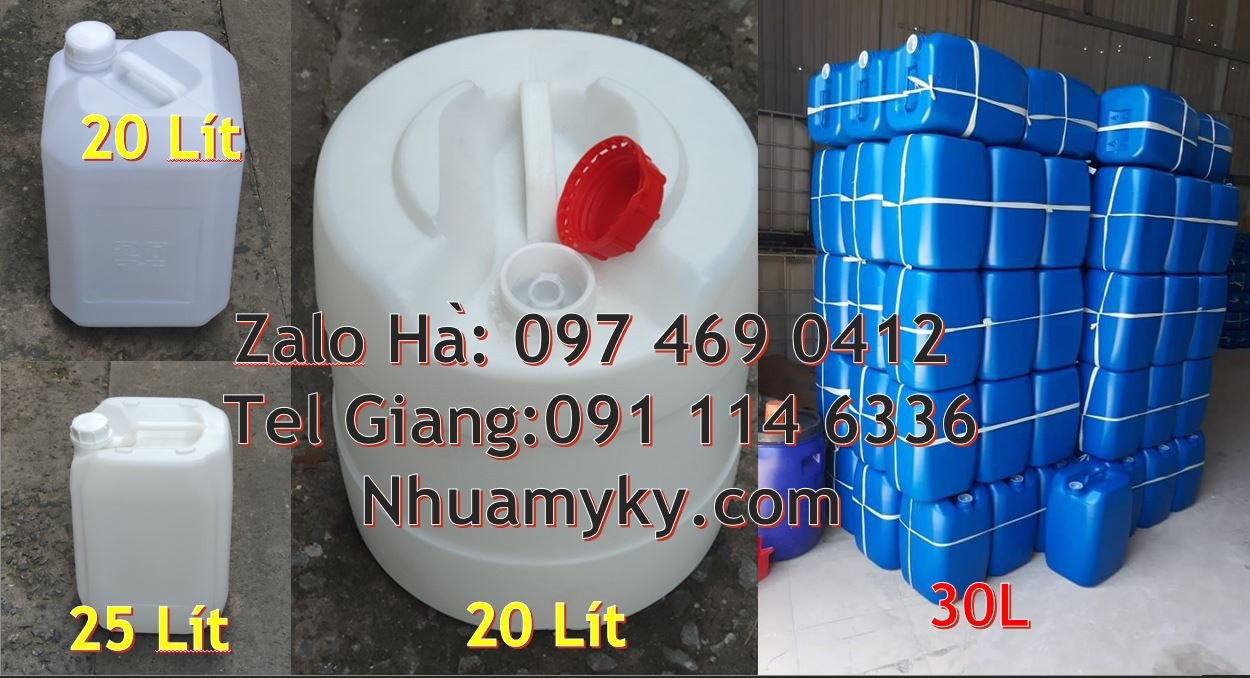 Bán can nhựa lớn 25l màu xanh, can nhựa 30l đựng hóa chất giá rẻ hcm
