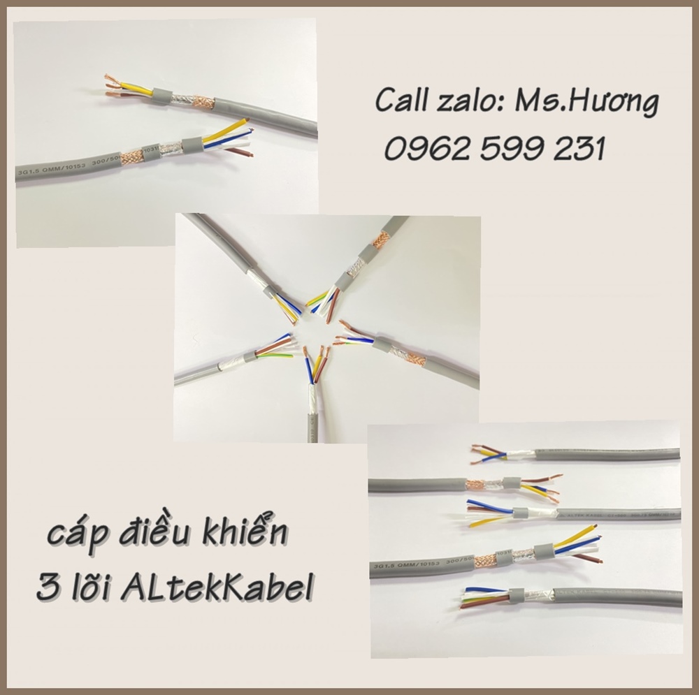 Cáp 3 lõi Altek kabel, cáp điều khiển chống nhiễu 0.5 đến 1.5 mm2