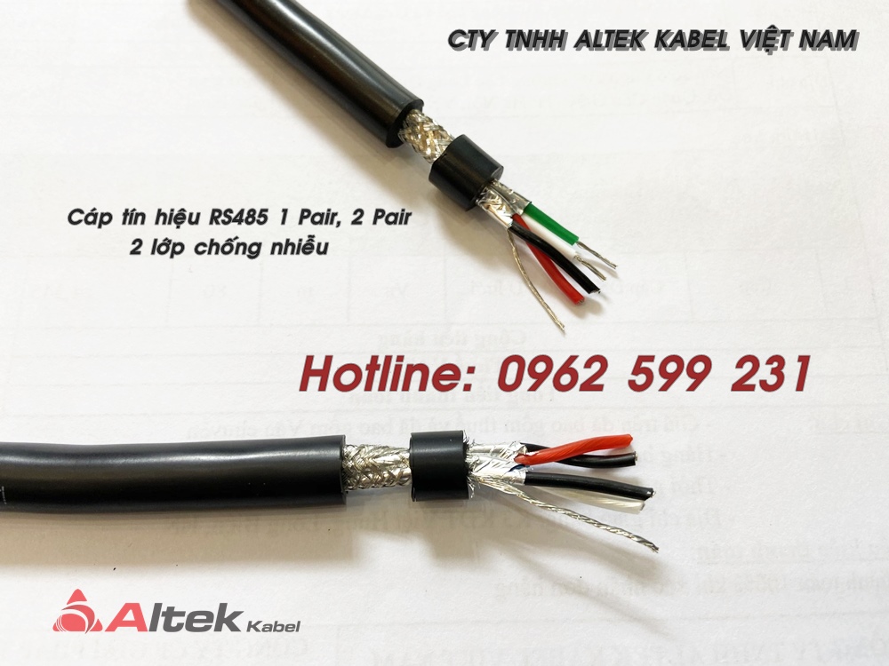 Cáp RS485 Altek kabel, cáp tín hiệu chống nhiễu 2 lớp