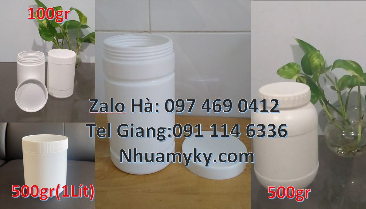 Bán hũ nhựa đựng thực phẩm,hũ nhựa 100g đựng mỹ phẩm,hũ nhựa 500g mới