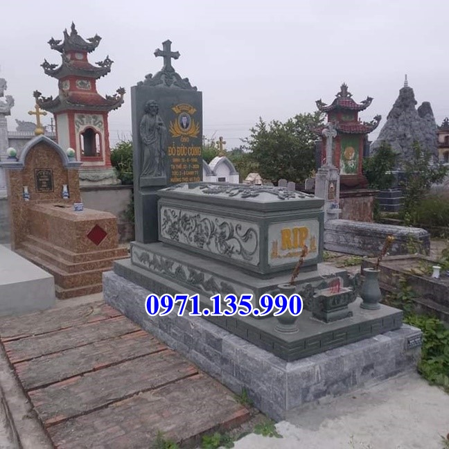 Mộ đá công giáo - Lăng mộ công giáo bằng đá xanh đẹp bán tại Hà Nội