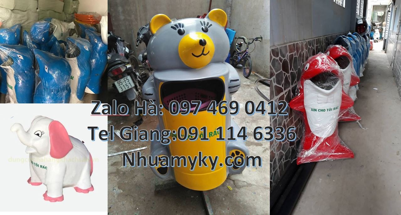 Bán thùng rác hình con vật,thùng rác hình con gấu giá rẻ,thùng rác cá