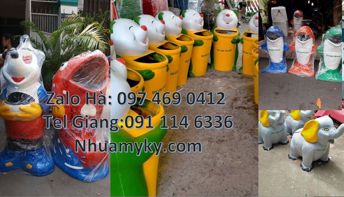 Bán thùng rác hình con vật,thùng rác hình con gấu giá rẻ,thùng rác cá