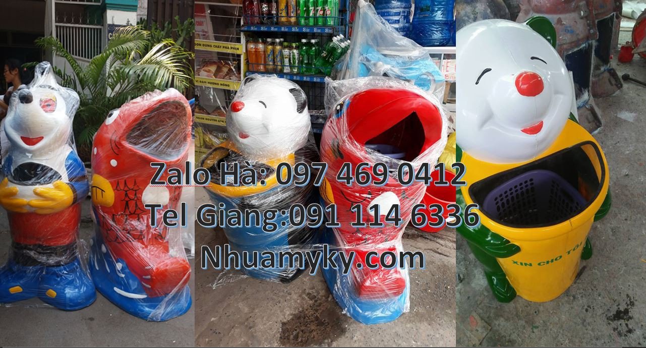 Bán thùng rác hình con vật,thùng rác hình con gấu giá rẻ,thùng rác cá