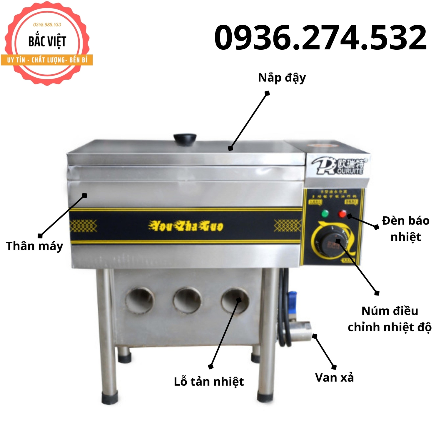 Bếp chiên dầu nước 10L, bếp chiên tách dầu mini