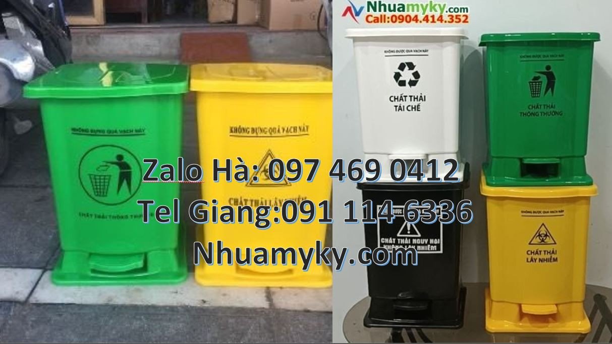 Bán thùng rác y tế cỡ nhỏ 20l,thùng phân loại rác y tế 60l,thùng rác