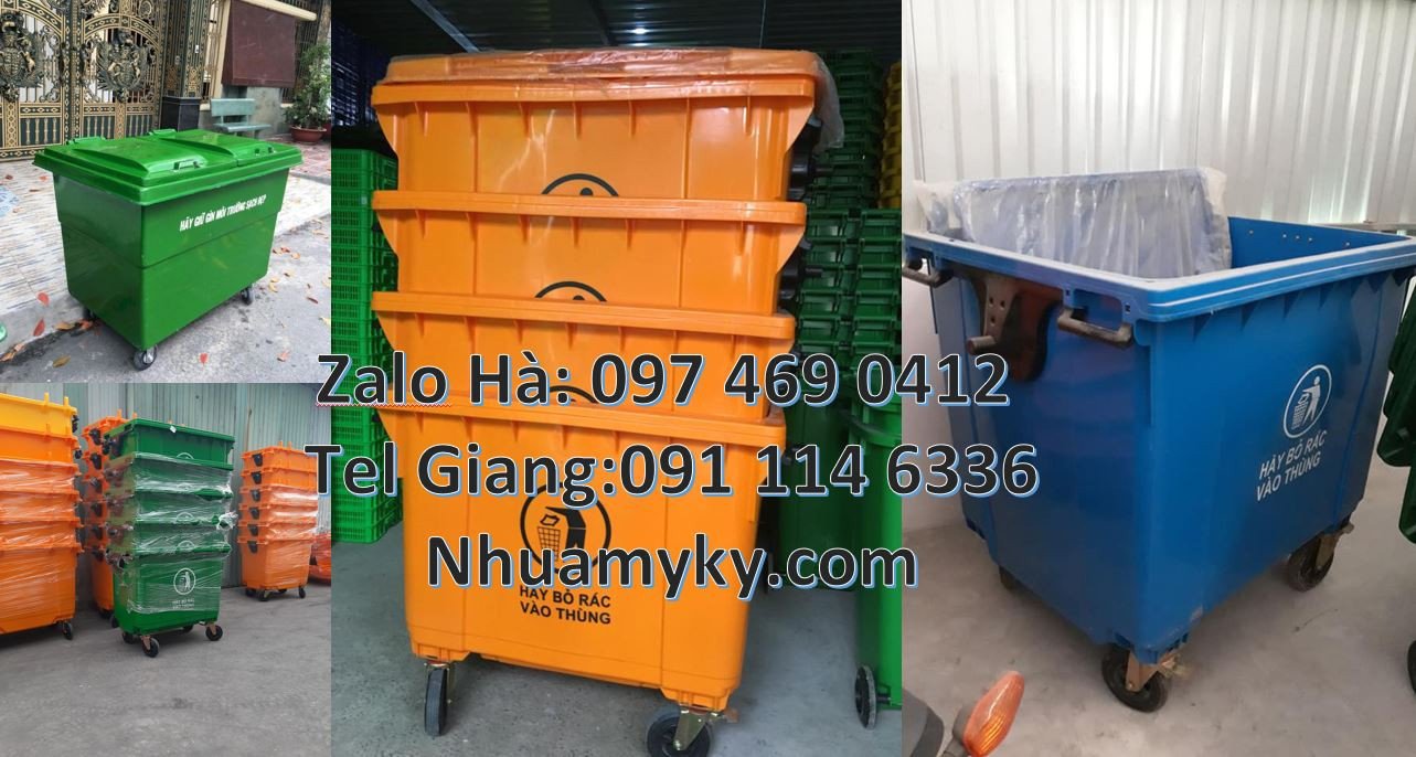 Ban xe thu gom rác cỡ lớn 1000l,xe gom rác 660l có bánh xe cao su giá