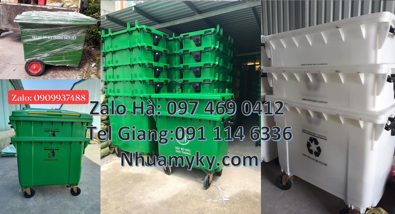 Ban xe thu gom rác cỡ lớn 1000l,xe gom rác 660l có bánh xe cao su giá