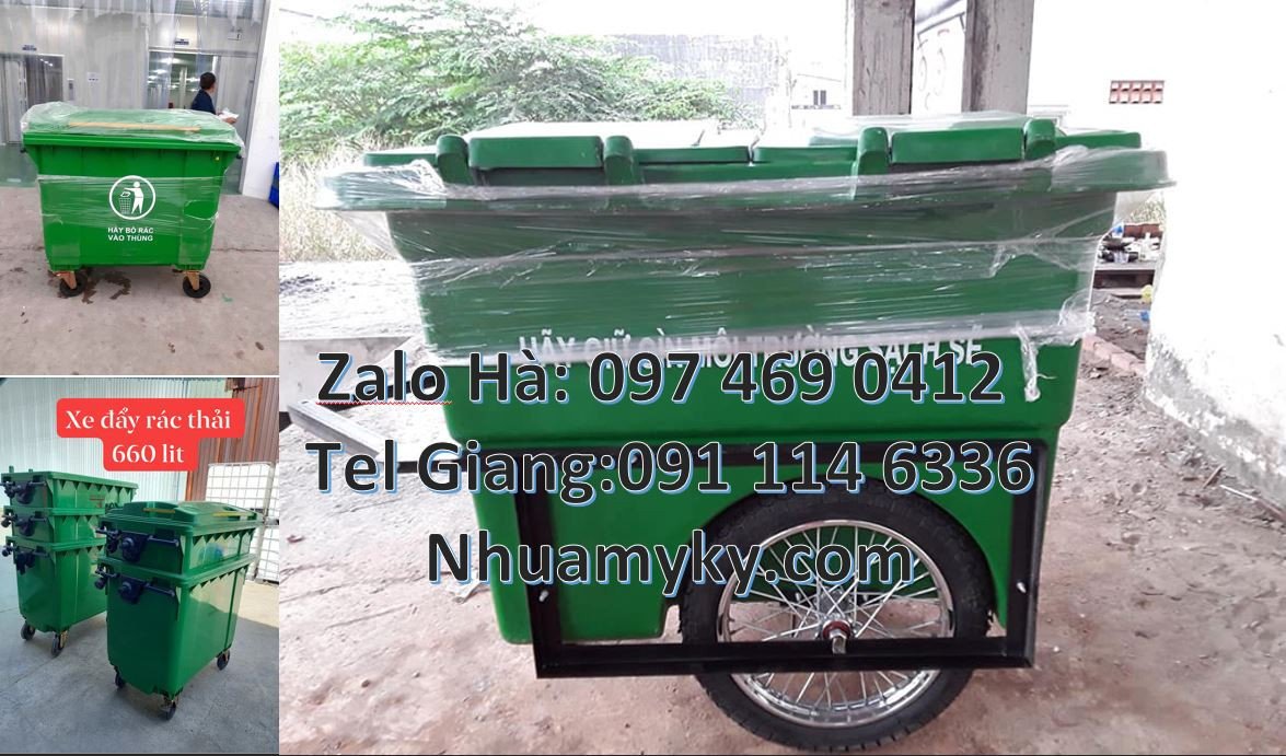 Ban xe thu gom rác cỡ lớn 1000l,xe gom rác 660l có bánh xe cao su giá