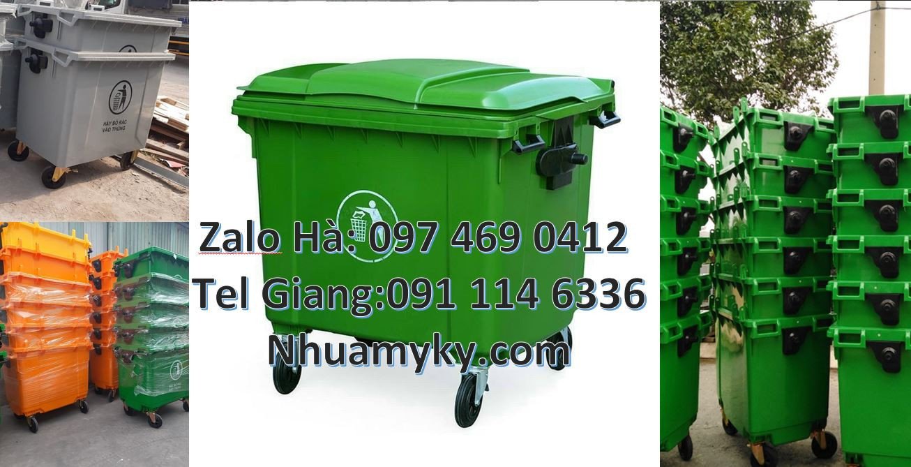 Ban xe thu gom rác cỡ lớn 1000l,xe gom rác 660l có bánh xe cao su giá