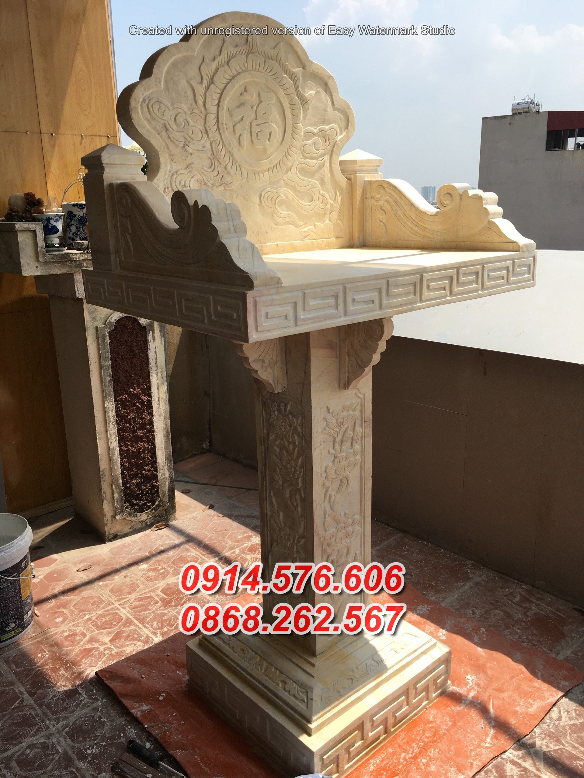 Mẫu 131 cây hương thờ bằng đá bán cần thơ am miếu sơn thần thiên địa