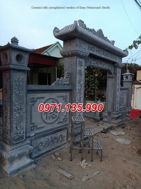 Mẫu cổng làng đình chùa miếu bằng đá đơn giản đẹp bán tại Ninh Thuận