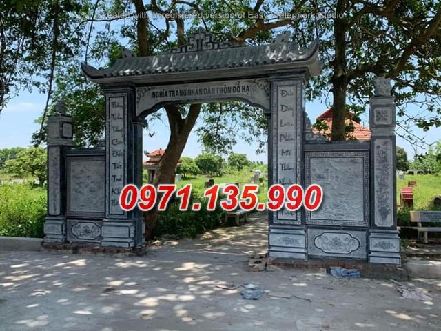 Mẫu cổng làng đình chùa miếu bằng đá đơn giản đẹp bán tại Ninh Thuận
