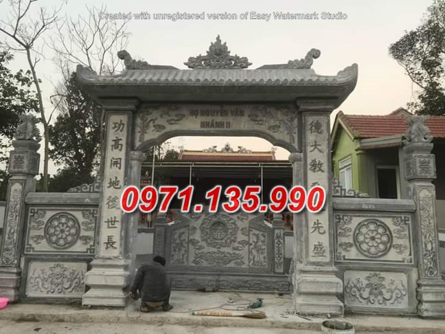 Mẫu cổng làng đình chùa miếu bằng đá đơn giản đẹp bán tại Ninh Thuận