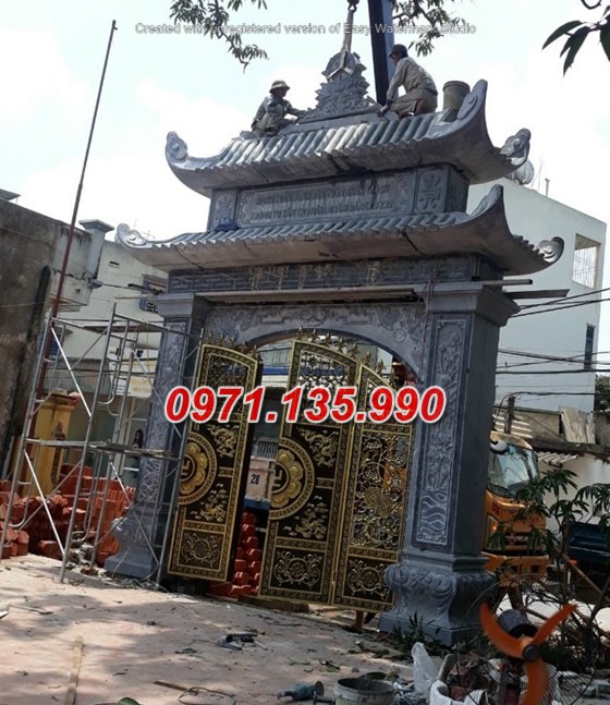 Mẫu cổng làng đình chùa miếu bằng đá đơn giản đẹp bán tại Ninh Thuận