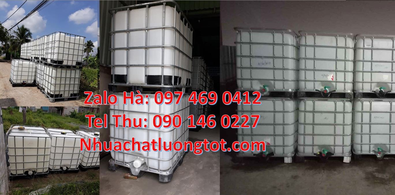 Bán tank nhựa cỡ lớn 1000l,thùng nhựa ibc màu trắng có khung thép giá