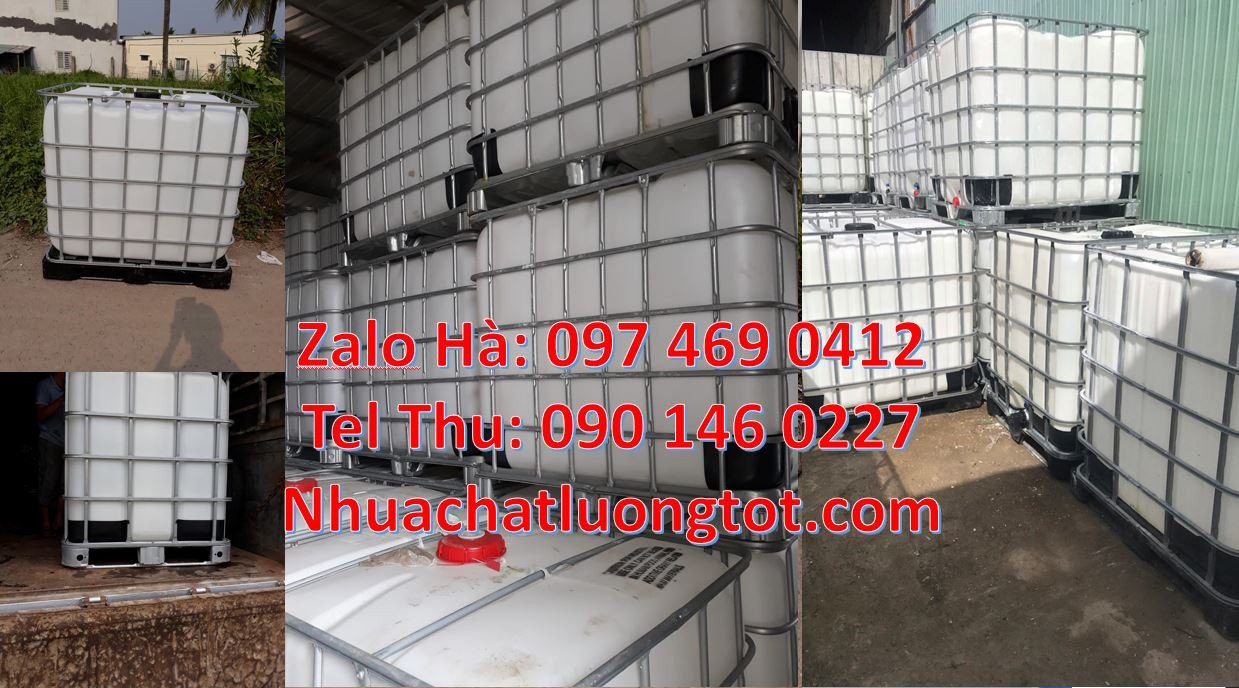 Bán tank nhựa cỡ lớn 1000l,thùng nhựa ibc màu trắng có khung thép giá