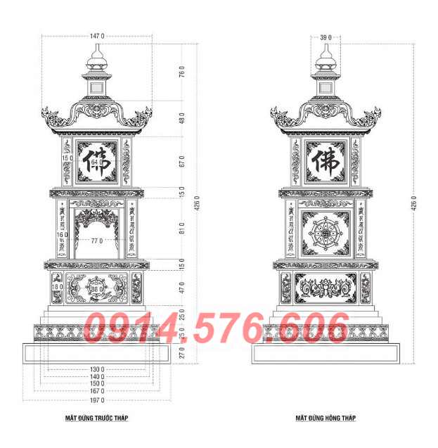24+ Bảo tháp mộ sư bằng đá khối tự nhiên đẹp Thái Bình