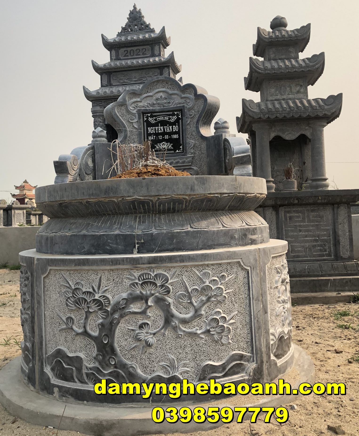 +89 hình ảnh mộ tròn đá xanh nguyên khối đặt tại nha trang khánh hoà