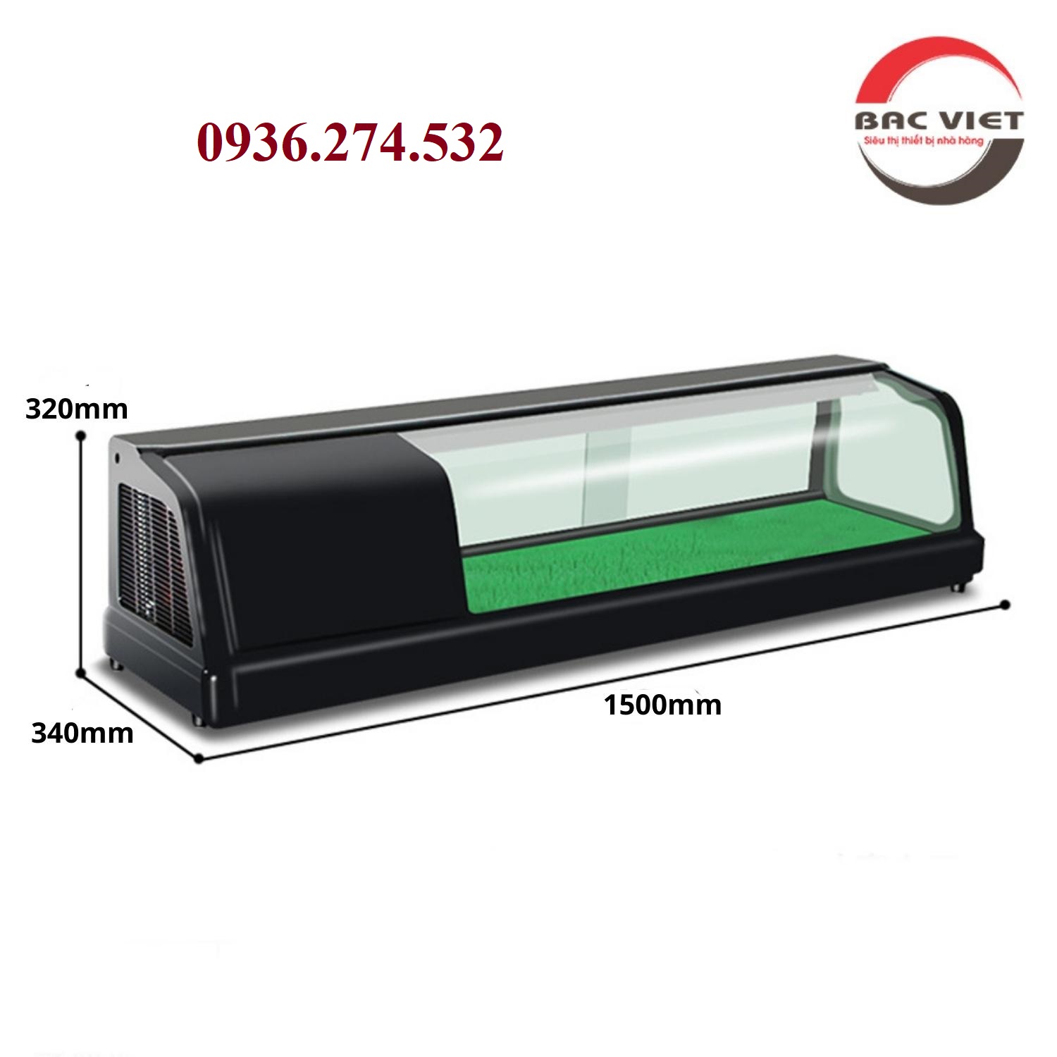 Tủ làm lạnh, bảo quản và trưng bày Sushi 1 tầng 1m5