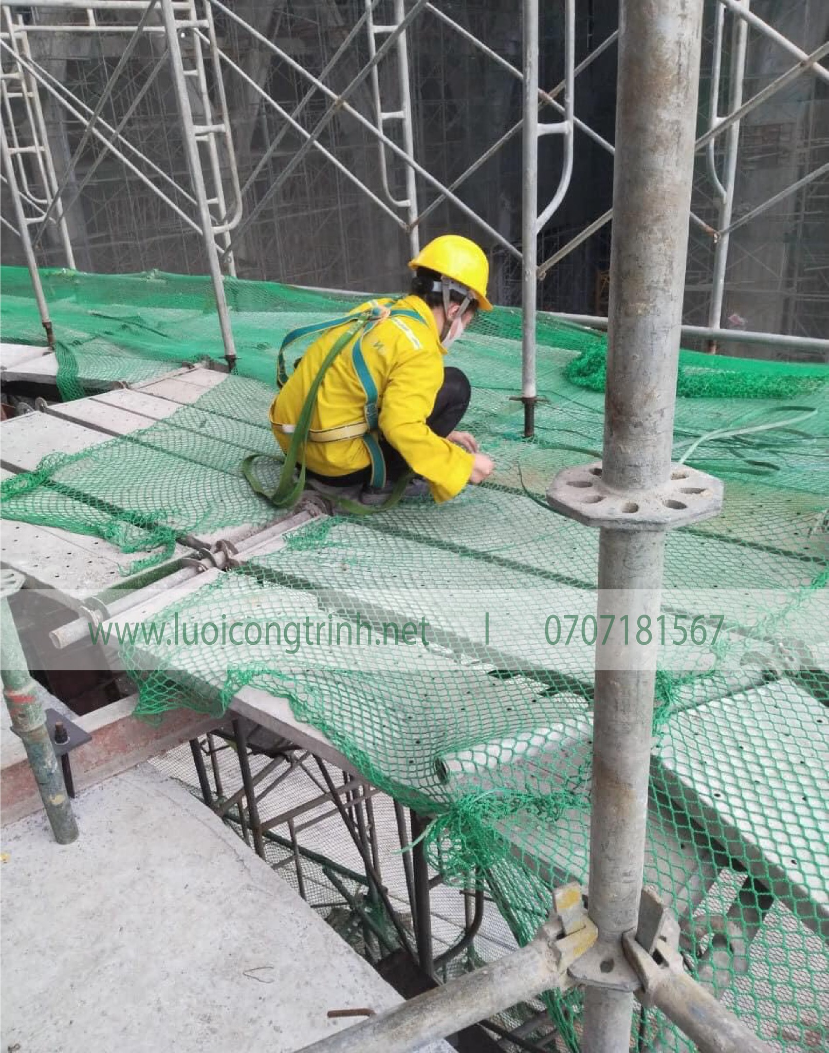 Lưới hứng vật rơi, lưới an toàn cho công trình mắt 2.5cm