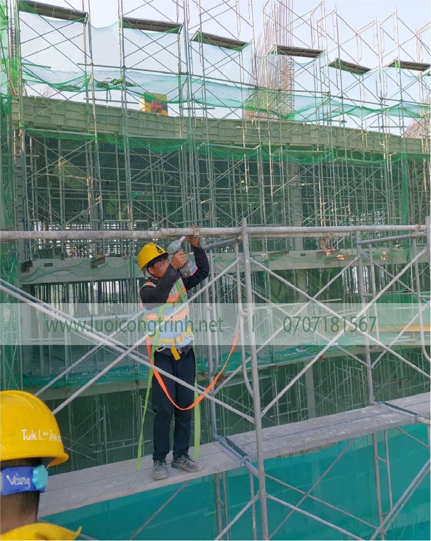 Lưới an toàn/Lưới hứng vật rơi cho công trình mắt 2.5cm