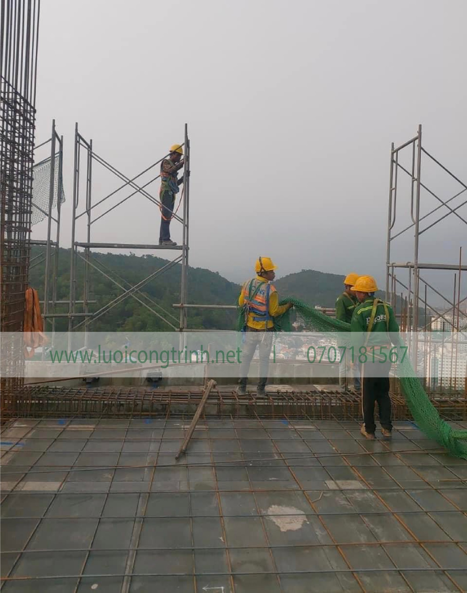 Lưới an toàn/Lưới hứng vật rơi cho công trình mắt 2.5cm