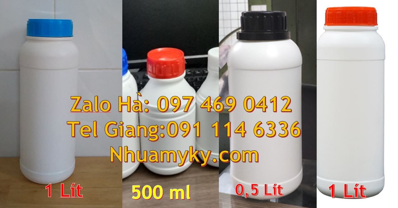 Bán chai nhựa hdpe 1l màu trắng,chai nhựa hdpe  màu xanh chất lượng ca