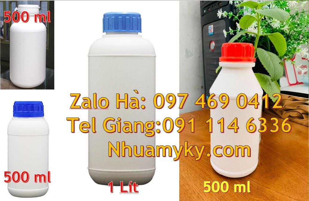 Bán chai nhựa hdpe 1l màu trắng,chai nhựa hdpe  màu xanh chất lượng ca