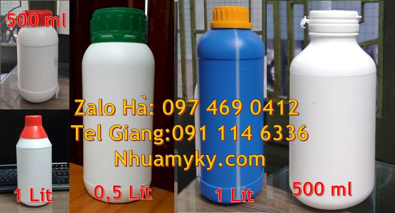 Bán chai nhựa hdpe 1l màu trắng,chai nhựa hdpe  màu xanh chất lượng ca