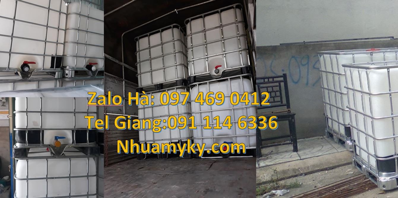 Bán thùng nhựa vuông 1000l đựng hóa chất,thùng nhựa đựng nước có khung