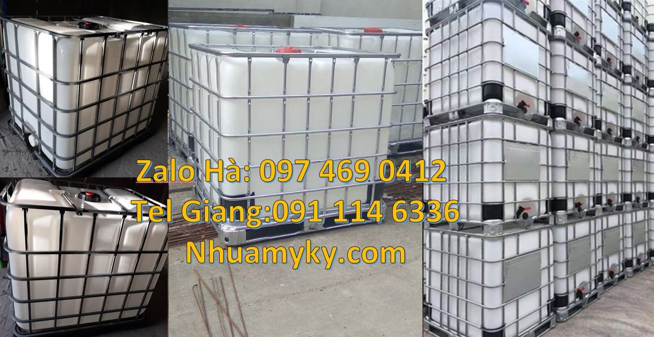 Bán thùng nhựa vuông 1000l đựng hóa chất,thùng nhựa đựng nước có khung
