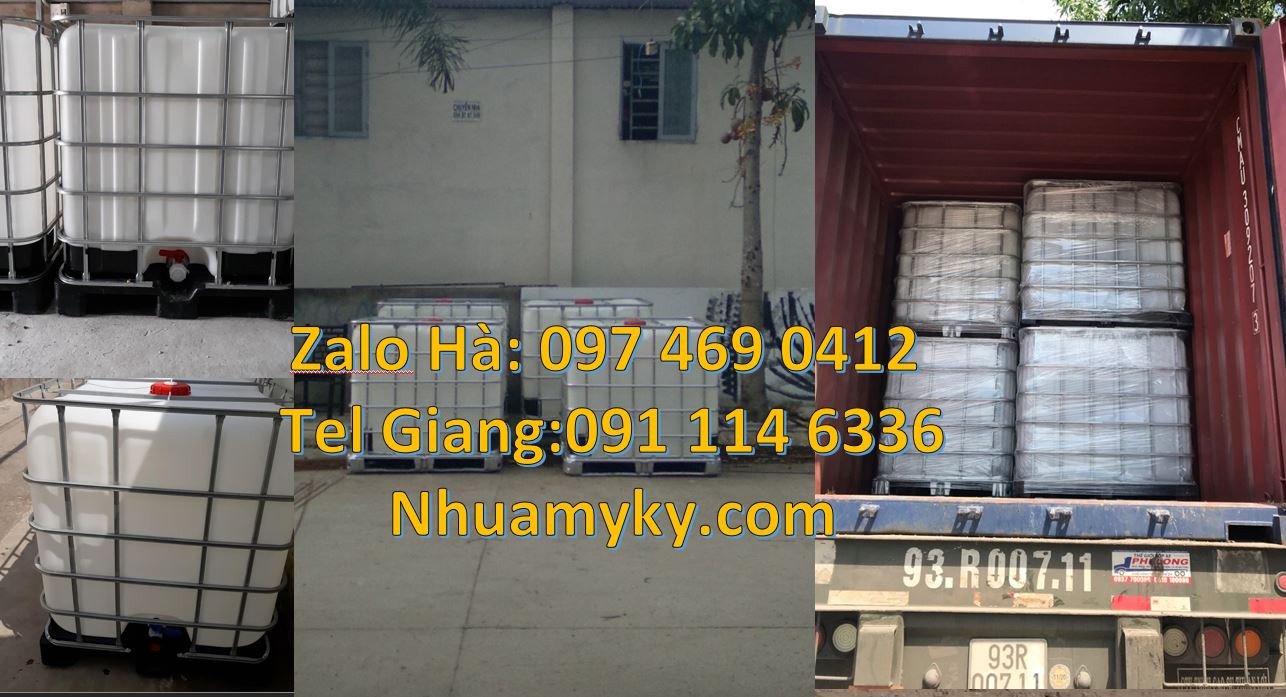 Bán thùng nhựa vuông 1000l đựng hóa chất,thùng nhựa đựng nước có khung