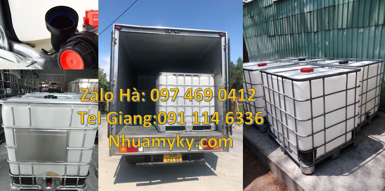 Bán thùng nhựa vuông 1000l đựng hóa chất,thùng nhựa đựng nước có khung