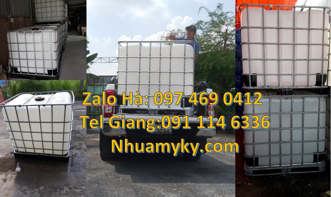 Bán thùng nhựa vuông 1000l đựng hóa chất,thùng nhựa đựng nước có khung