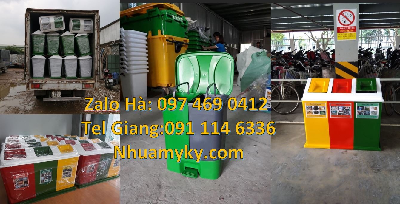 Bán thùng rác 2 ngăn 2 màu,thùng phân loại rác y tế 3 ngăn 3 màu giá r