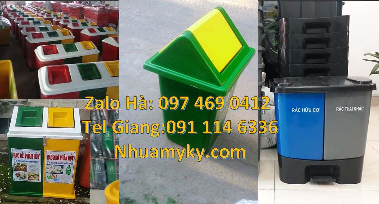Bán thùng rác 2 ngăn 2 màu,thùng phân loại rác y tế 3 ngăn 3 màu giá r
